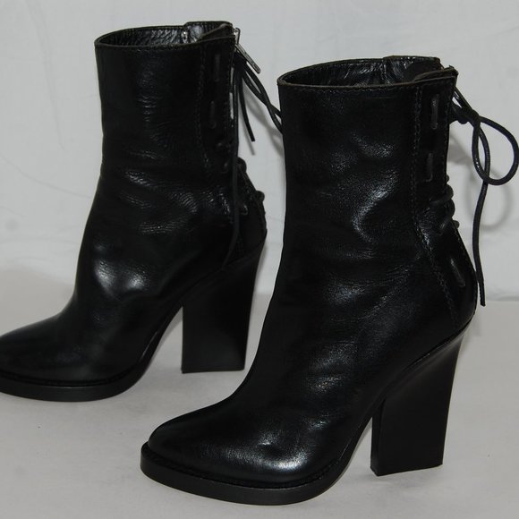 $485❤️ 36/6 HAIDER ACKERMANN Black Real Leather High Heel Ankle Boots Bootie - Picture 3 of 10